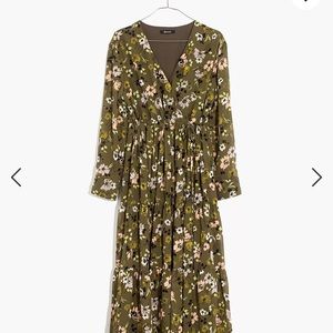 Madewell Cinch-Waist Tiered Midi Dress in Wildblooms